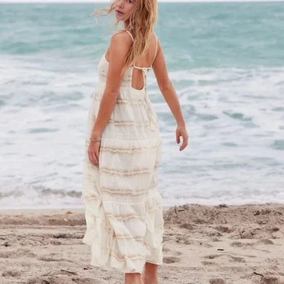 Aerie Beach Tie Dye Cotton Maxi Sundress Size L Boho Beachy Summer - Picture 2 of 12